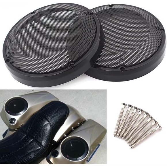 Cubierta de Parrilla de Altavoz para Alforja VPZMT Negro Compatible con Harley Touring y Street Glid