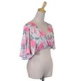 thumbnail image 3 of Renamed Bohemian Floral Print Butterfly Sleeves Woven Kimono Crop Top, 3 of 4