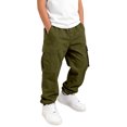 thumbnail image 6 of Angala Little Boys Cargo Pants Straight Leg With Pockets Fall Casual Boys Baggy Trousers Size 5-6 Years Army Green, 6 of 8