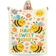 thumbnail image 5 of Bee Blanket Super Soft Warm Fluffy Fleece Flannel Flower Insect Blanket Cozy Fuzzy Plush Stuff Bedding Blankets Gifts for Women Users men Women Adults 50"X40", 5 of 8