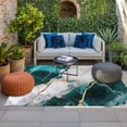 thumbnail image 2 of Marble Turquoise Outdoor Rug for Patio/Deck/Porch, Non-Slip Large Area Rug 5 x 7 Ft, Abstract Gold White Brick Stone Motif Indoor Outdoor Rugs Washable Area Rugs, Reversible Camping Rug Carpet Runner, 2 of 8