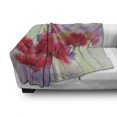thumbnail image 2 of Flower Soft Flannel Fleece Throw Blanket, Poppy Flowers Blur Spring Floral Seasonal Romantic Illustration Print, Cozy Plush for Indoor and Outdoor Use, 60" x 80", Lavender and Red, by Ambesonne, 2 of 5