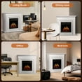 thumbnail image 5 of KISSAIR Electric Fireplace Mantel Wooden Surround Firebox, Free Standing Fireplace, with Remote Control, Adjustable LED Flame, 750W/1500W -Pearl White, 5 of 7