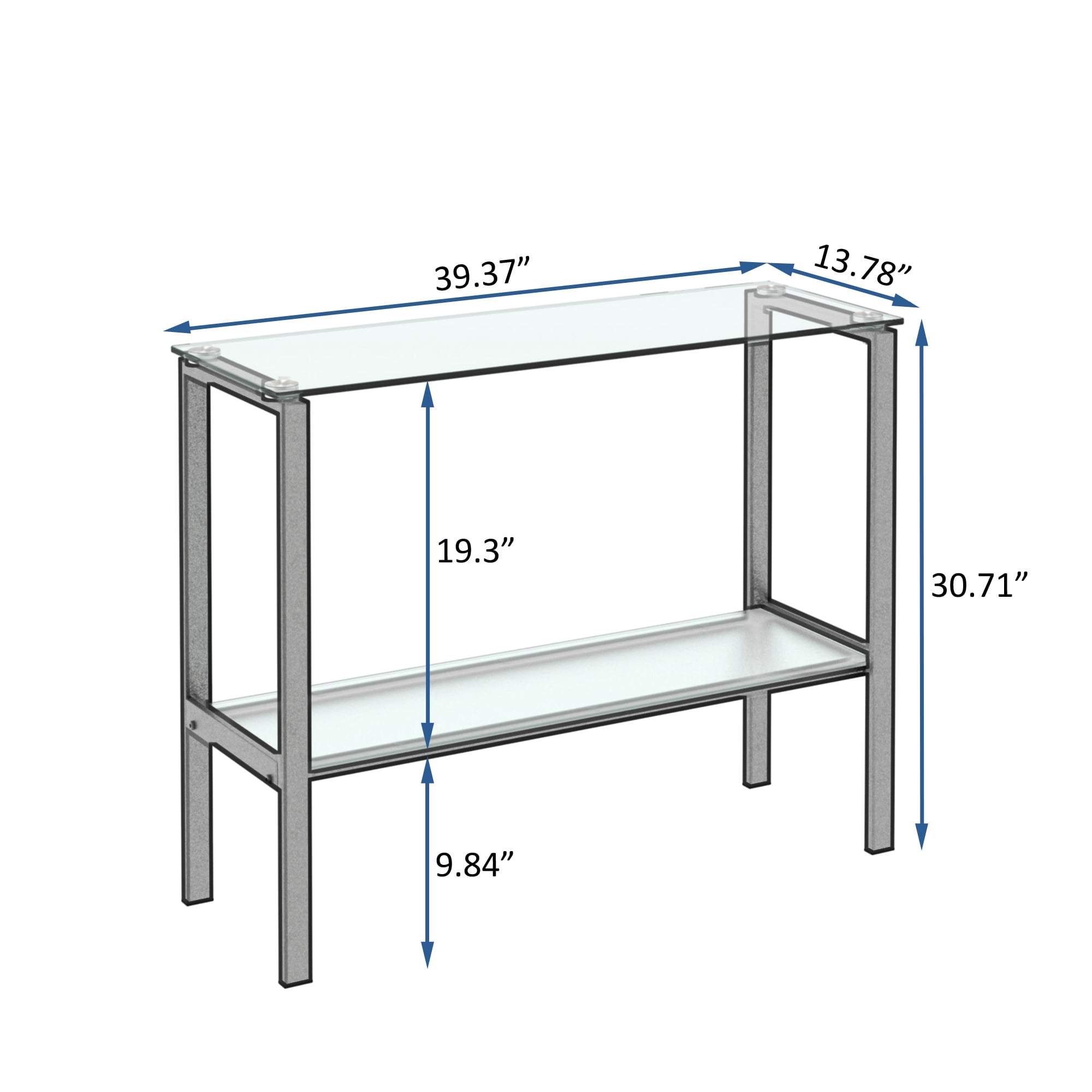 Resenkos Clear Tempered Glass Metal Frame Console Table with Shelves, Modern Entryway Table for Living Room, Hallway Resenkos Clear Tempered Glass Metal Frame Console Table with Shelves, Modern Entryway Table for Living Room, Hallway
