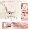 thumbnail image 3 of Ktaxon Teddy Fleece Office Chair, Rabbit Ear Vanity Chair with Adjustable Height, 360-Degree Swivel and Casters, Pink, 3 of 10