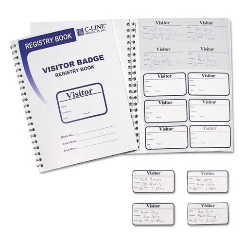 "Visitor Badges With Registry Log, 3 5/8 X 1 7/8, White, 150 Badges/box | Bundle of 2 Boxes"