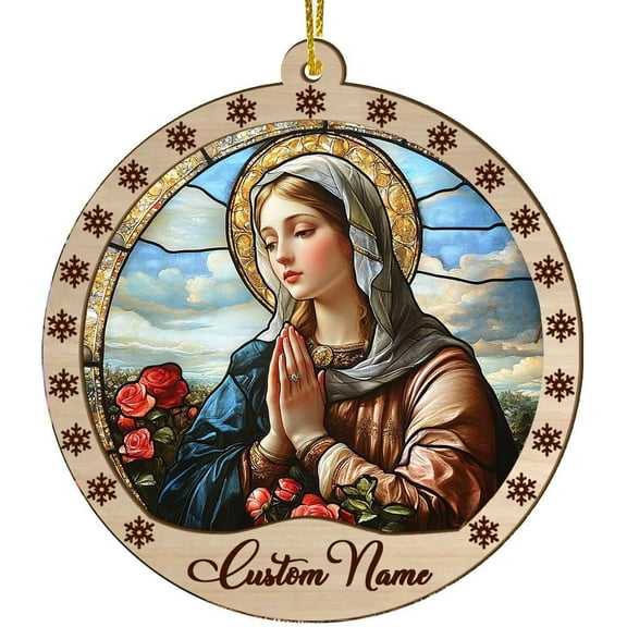 Blessed Virgin Mary Stained Glass Suncather Window Hangings, Suncatchers 6 inch Colorful Glass Panel Sun Catchers, Decoration for Home Garden Christmas Party Wedding od39uq (Virgin Mary 10)