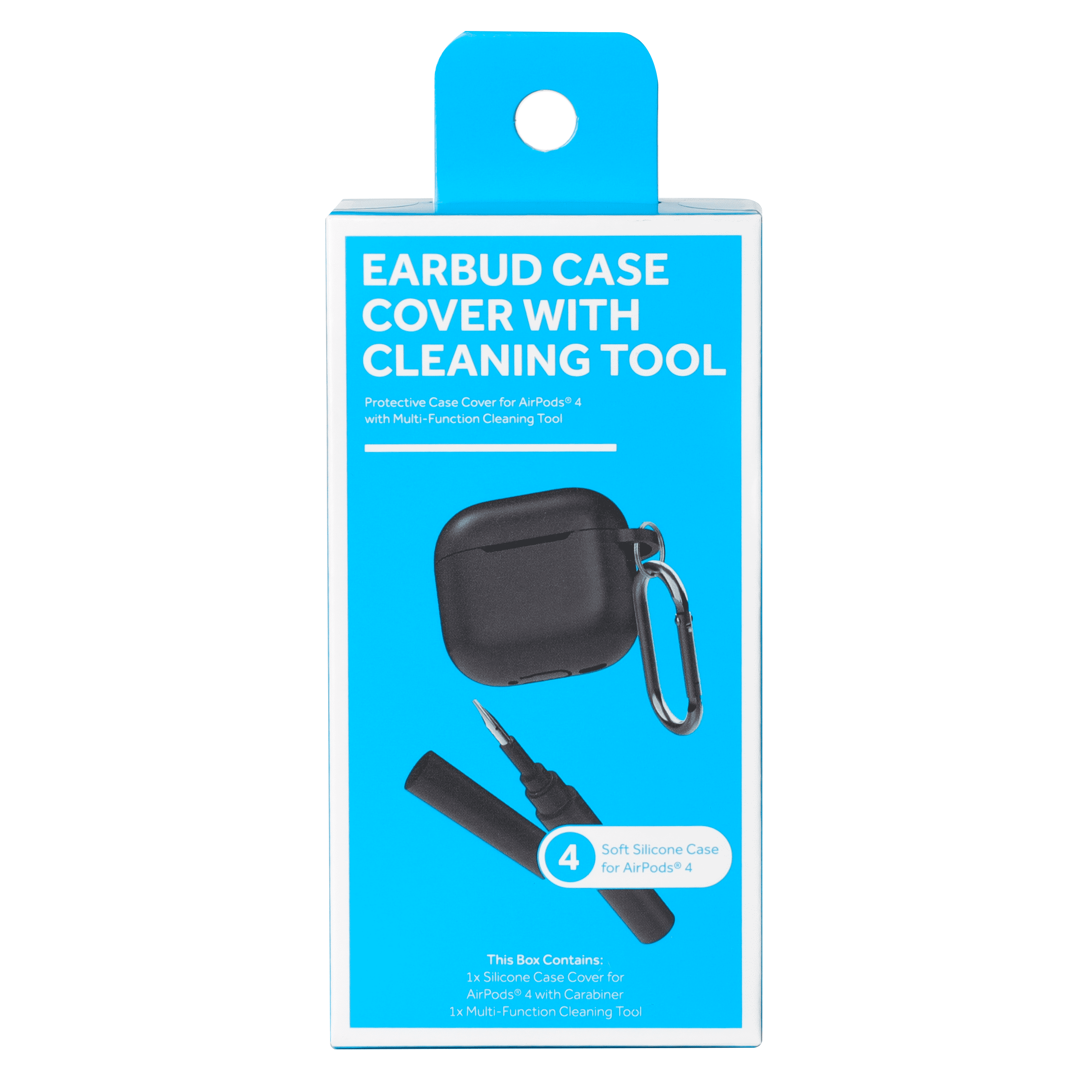 Zsou AirPods 4 Protective Silicone Case with Carabiner and Multi-Function Cleaning Tool, Black