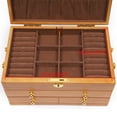 thumbnail image 6 of ANQIDI 3 Layers Wooden Jewelry Storage Box Retro Watches Ring Necklace Display Case with Hooks and Lock Christmas Gift for Ladies, 6 of 12