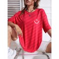 thumbnail image 1 of RWJDXD T-Shirt en Coton à Manches Courtes Imprimé Happy Expression pour Femmes Street Hip Hop Vêtements Respirants Tout-Temps Col Rond T-Shirts pour Femmes, 1 of 7