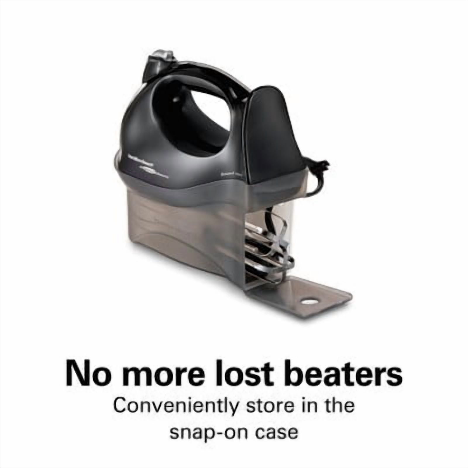 Hand Mixer with Snap-On Case : 275W, 6 Speeds, Dishwasher-Safe Parts, Black