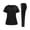 Black, variant on Women Scrub Set V-Neck Short Sleeve Pocket Top with Long Pants Nursing Uniform Quick Dry Moisture Wicking Workwear for Nurse CNA Caregiver （1PC Top + 1PC Bottom）