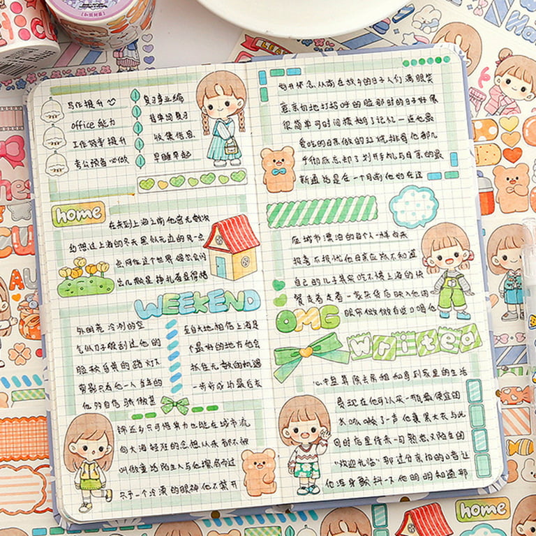 Stationery Stickers Exquisite Art Decal Clear Print High Viscosity Creative  DIY Decoration Japanese Paper Tape Hand Account Scrapbook Note Cartoon