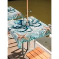 thumbnail image 2 of Outdoor Table Cloth with Umbrella Hole and Zipper, Coastal Octopus Waterproof Square Tablecloth 54"x54", Vintage Teal Nautical Beach Starfish Washable Table Cover for Outside Party Patio Picnic, 2 of 8