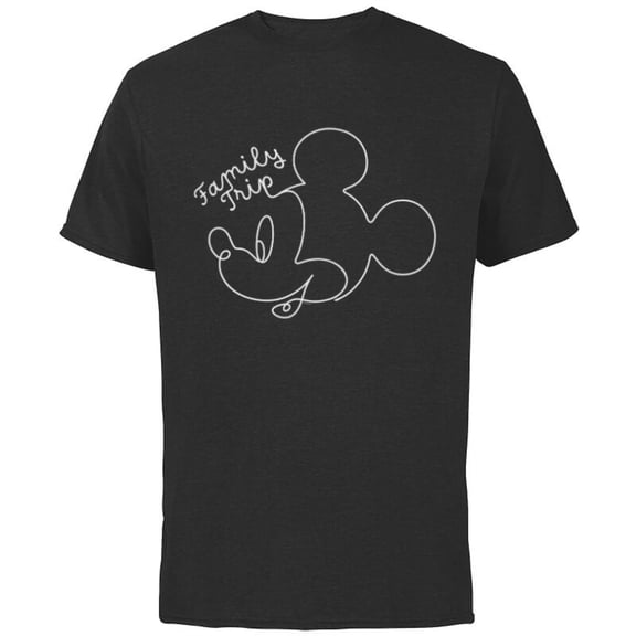 Disney Mickey Mouse Line Drawing Family Trip Vacation - Short Sleeve Cotton T-Shirt for Adults - Customized-Black