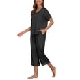 thumbnail image 4 of MINTREUS Women's Pajama Set Short Sleeved V-Neck Pajama Silk 2-Piece Set Capris Women's Satin Pajama Set Casual Clothing, 4 of 7
