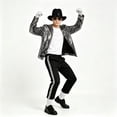 thumbnail image 4 of IROOZIGOTO Mens 70s 80s Disco Costume Set Sequin Jacket Side Stripe Pants with Hat Sunglasses Gloves for Halloween Cosplay Party, 4 of 8