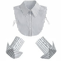 LoudSung Fake Collar Stripe False Dickey Collar Matched Cuffs Sets Detachable Half Shirt Blouse Elegant for Women Girls