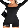 thumbnail image 2 of Combinaisons de Broderie pour Femmes Manches Longues Slim Bodycon Short Romper, 2 of 6