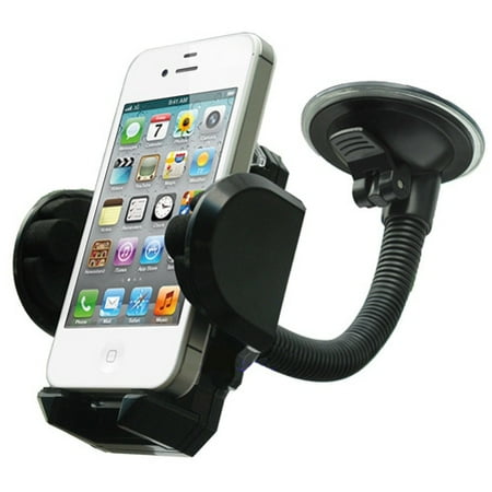 Plus Phone Cradle - iPhone 7 Plus Car Mount Windshield Phone Holder Rotating Cradle Stand Window Glass Dock Suction Gooseneck Black Q1J