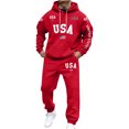 thumbnail image 6 of USA UNITED STATES Men's Big and Tall 2-Piece Set, Solid Color Printed Sweatshirt and Pants, Casual Lounge Wear For Winter Relaxing and Home,Red,3XL, 6 of 6