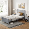 thumbnail image 4 of Zimtown Twin Bed Frame,Solid Pine Wood Platform Bed Frame, Bedroom Bed with Headboard, Gray, 4 of 8
