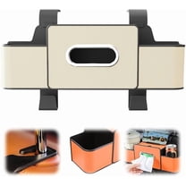 3 in 1 Back Seat Organizer, 2026 Upgraded Multifunctional Car Seat Back Storage Box, Car Organizers and Storage Box with 2 Cup Holders, with Tissue Boxs and Hook, Drink Holder for Car (White)