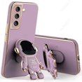 thumbnail image 2 of Case for Galaxy S22 Ultra 6D Plating Astronaut Hidden Stand Case Astronaut Folding Bracket Shockproof Protective Phone Case for Samsung Galaxy S22 Ultra with Camera Lens Protector Cover-Purple, 2 of 6
