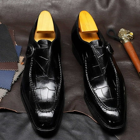 

NEGJ Mens Shoes Fashion Classic Style British Retro Pointed Toe Buckle Business Casual Pointed Toe Shoes