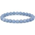 thumbnail image 1 of Natural Matte Angelite Gemstone 8mm Round Beads Stretch Bracelet 7 Inch Unisex, 1 of 5