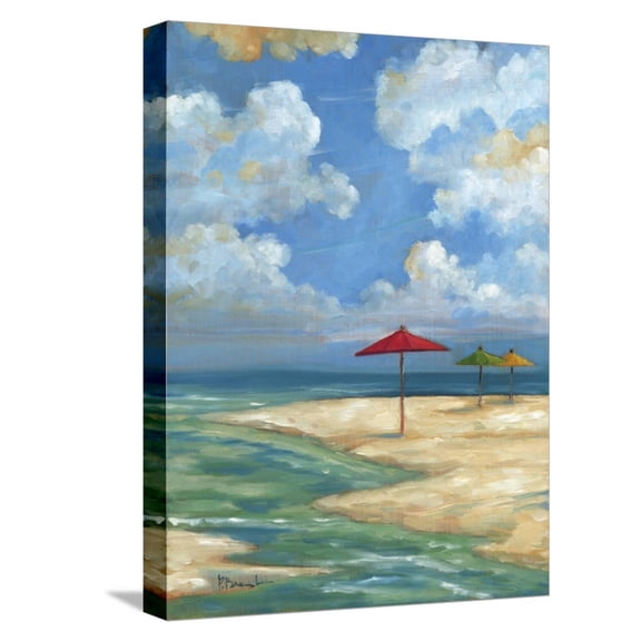 Art.com Umbrella Beachscape I Stretched Canvas Print Wall Art by Paul Brent, 12" x 16"