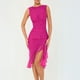 thumbnail image 1 of Puntoco Vestido Sin Mangas Con Volantes Para Mujer, Vestido Con Dobladillo Irregular Y Cuello Redondo, Vestido De Manga Corta Con Cuello Redondo, Color Rojo Rosa L,Regalos Para Mujer Joven, 1 of 9
