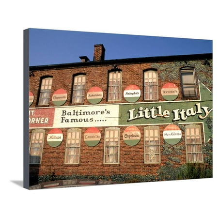 Historic Little Italy Section Signage, Baltimore, Maryland, USA Stretched Canvas Print Wall Art By Bill