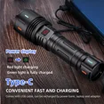 Super Bright Flashlight with Power Bank Long Range HighPower Typec