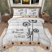 jejeloiu Rustic Dandelion Queen Comforter Set,Country Farmhouse Lodge Bedding Comforter Set For Teens Reversible 3pcs