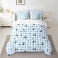 thumbnail image 3 of Homewish Chic Fashion Bow-tie Bedding Comforter Set 7pcs for Girls, Modern Blue Buffalo Plaid King Bedding Sets, Cartoon Bow Reversible Bed Sheets, Microfiber Bedroom Decor, 3 of 8