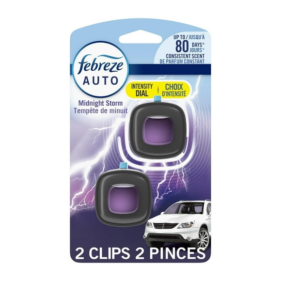 Febreze Car Air Freshener, Odor-Fighting Automotive Vent Clip, Midnight Storm Scent