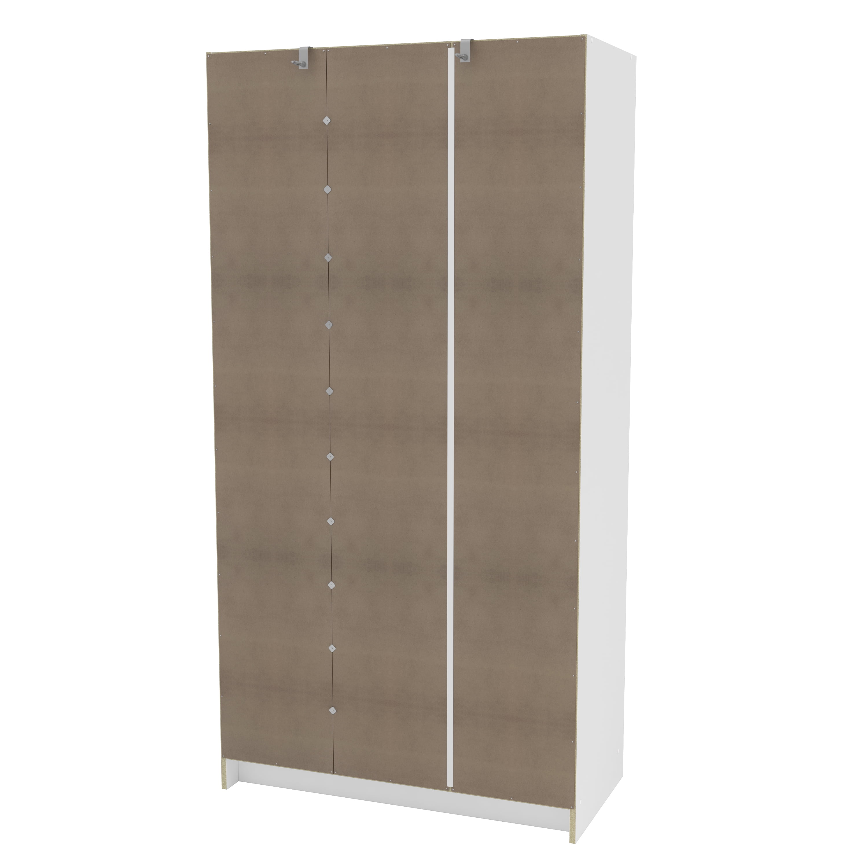 Polifurniture Denmark 71 in. 3 Door Modern Bedroom Armoire with Shelves & Hanging Rod, White Wood