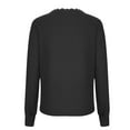 thumbnail image 5 of SEAOPEN Womens Long Sleeve V Neck Lace Panel Pointelle Knit Sweater Pullovers Outerwear Today Black,XXXL, 5 of 6