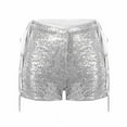 thumbnail image 2 of TRUBKH Women's Sequin High Waist Strappy Shorts Hollow Shorts Thigh Control Shorts with Lace Up Denim Shorts Trendy Lounge Shorts Dance Shorts Flowy Shorts Women's Summer Shorts Silver M, 2 of 6