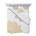 thumbnail image 7 of Boho Gray Beige Floral Full Size Down Alternative Comforter, Lightweight Comforter Quilt Bedding Set with Pillow Shams Retro Abstract Art Flowers All Seasons Bed Comforter Duvet Insert 78"x90", 7 of 7