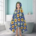 thumbnail image 6 of Sunflower and Daisy Blue Pattern Hooded Bath Towel Wrap for Teens Ages 3 To 12, Soft Lightweight Quick Dry Microfiber Bath Beach Pool, 60"x35", 6 of 6