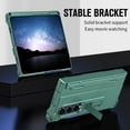 thumbnail image 3 of ELEHOLD for Samsung Galaxy Z Fold 3 Rugged Case with Hinge Protection Built-in Screen Protector Hidden Kickstand Hard PC Shockproof Protective Case Cover with Stylus Pen & Pen Holder, Green, 3 of 7