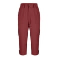 thumbnail image 6 of Xcmzpl Capri Pants for Men Chino Cargo Pants Elastic Waist Rolled Capris Solid Baggy Harem Cropped Trousers with Pockets, 6 of 8
