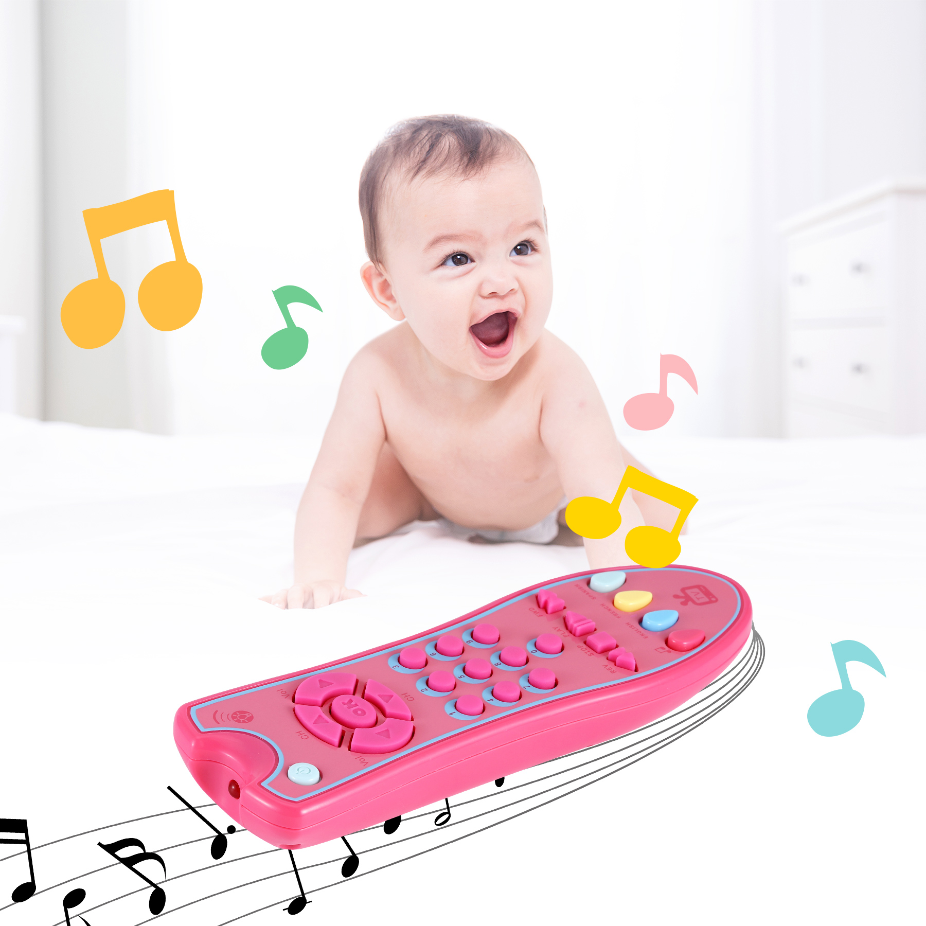 Baby TV remote control toys with light and sound, children’s music early education and learning
