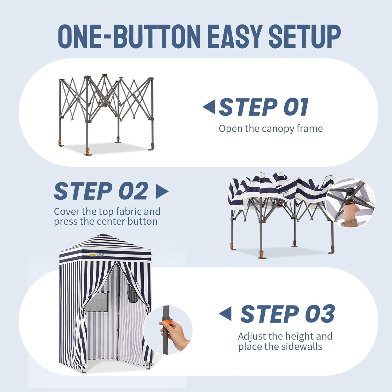 CROWN SHADES 4x4 Pop Up Changing Tent Patented One Push Setup Portable Changing Room Privacy Canopy for Camping Bule/White