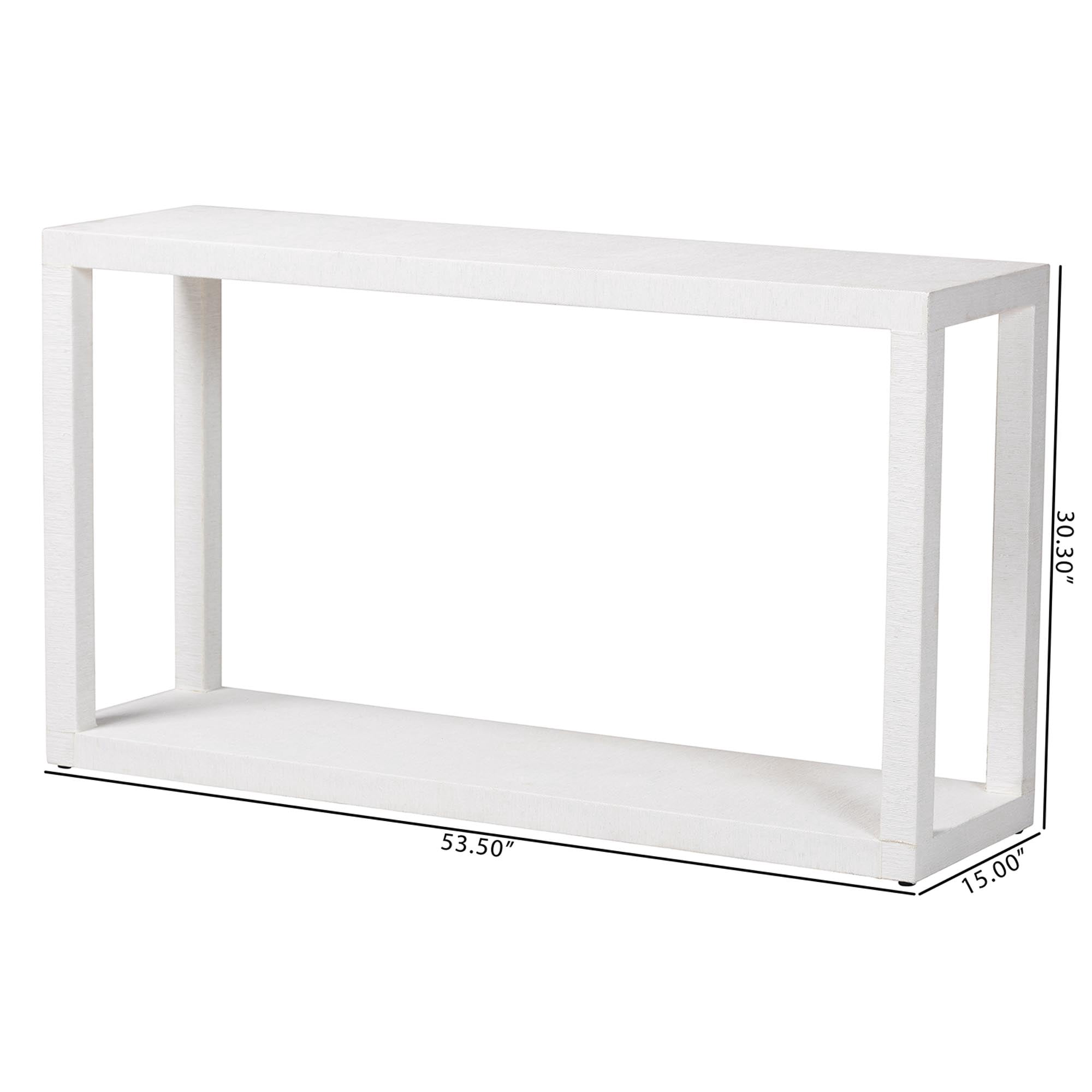 bali & pari Oaklynn Grasscloth Console Table Two-Tier Entryway Table White
