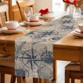 thumbnail image 5 of Ocean Compass Table Runner 70 Inches, Vintage Coastal Starfish Shell Conch Beige Bed Runner Dresser Scarves Tabletop for Indoor Outdoor Parties/Ceremony/Banquet, 13" x 70", 5 of 9