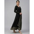 thumbnail image 5 of Janasya Women's Black Georgette Solid Festive Anarkali Full Sleeve Round Neck Floor Length Kurta With Dupatta, 5 of 8