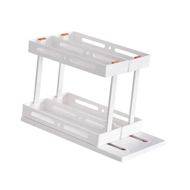 GUOOL Rotating and Pull Out Spice Rack Organizer for Spices Condiments Countertop white Double 15cm